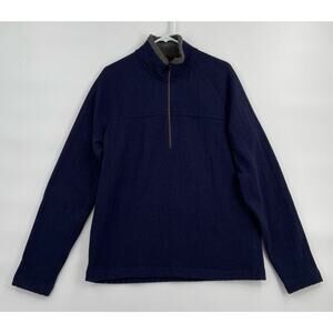 REI 1/4 Zip Long Sleeve Outdoor Sweater Men's Size Medium Navy Blue w/Gray Trim‎